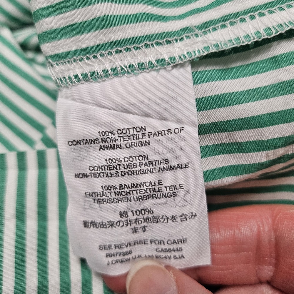 J Crew Kelly Green Striped Button Front Ruffle Tank‎ Size 8 Adjustable Straps - Picture 6 of 7